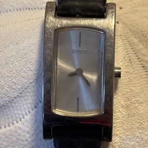 Guess Silver and Black Watch with Rectangular Face